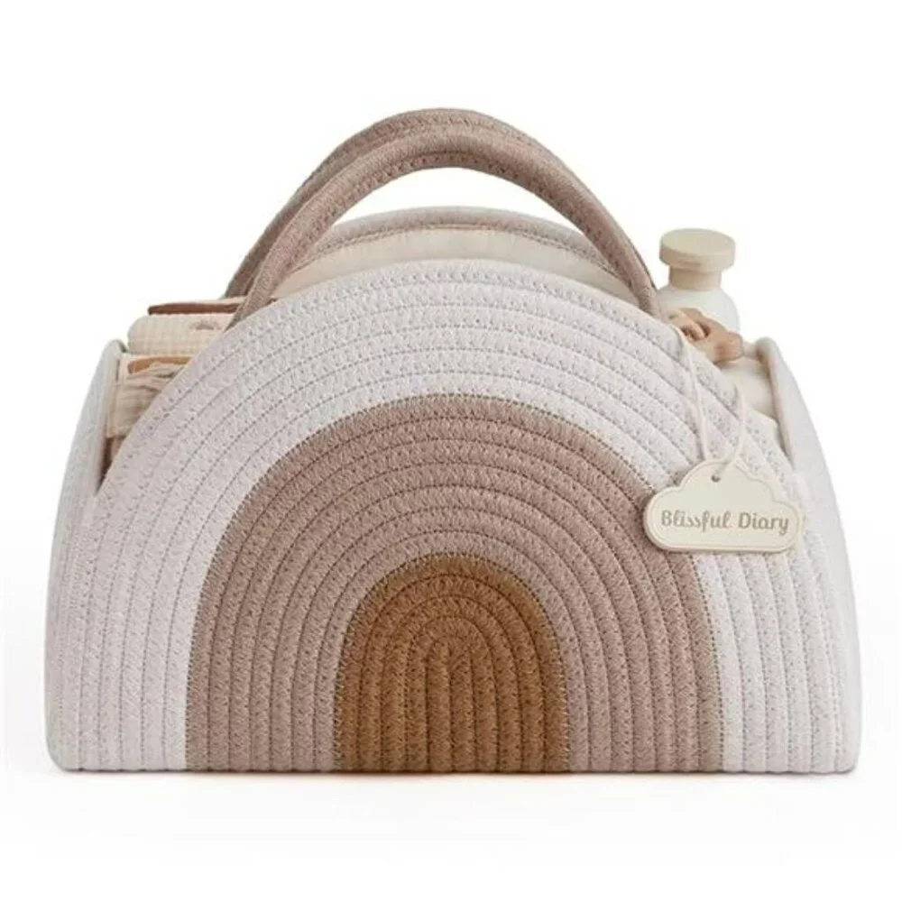 Large Baby Diaper Caddy Organizer Cotton Rope Nursery Storage Basket for Newborn